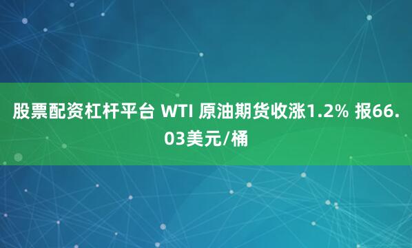 股票配资杠杆平台 WTI 原油期货收涨1.2% 报66.03美元/桶